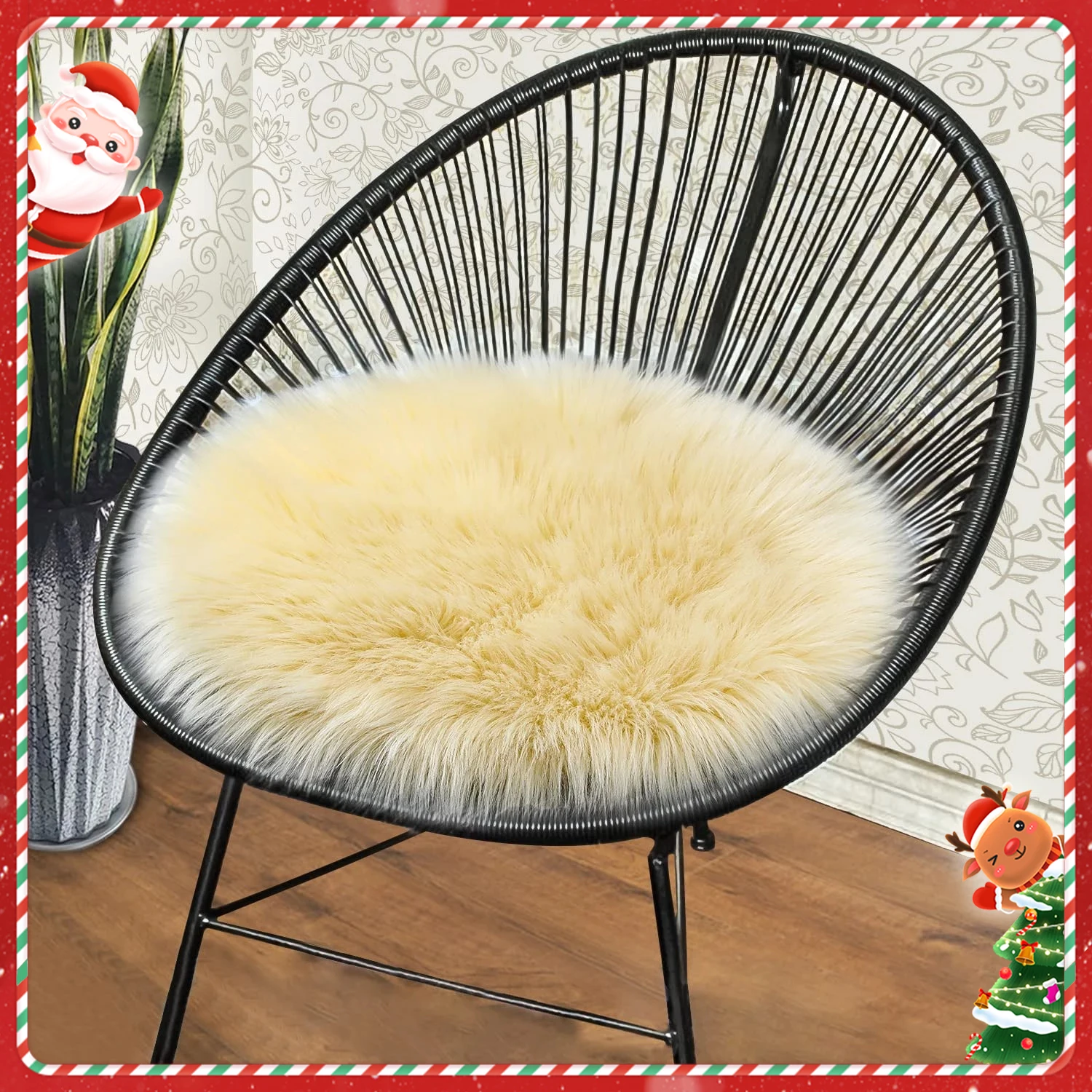 Super soft and comfortable faux wool round seat cushion Non-slip Chair cushion Home Decor Cushion for Bedroom and Sofa and Stool