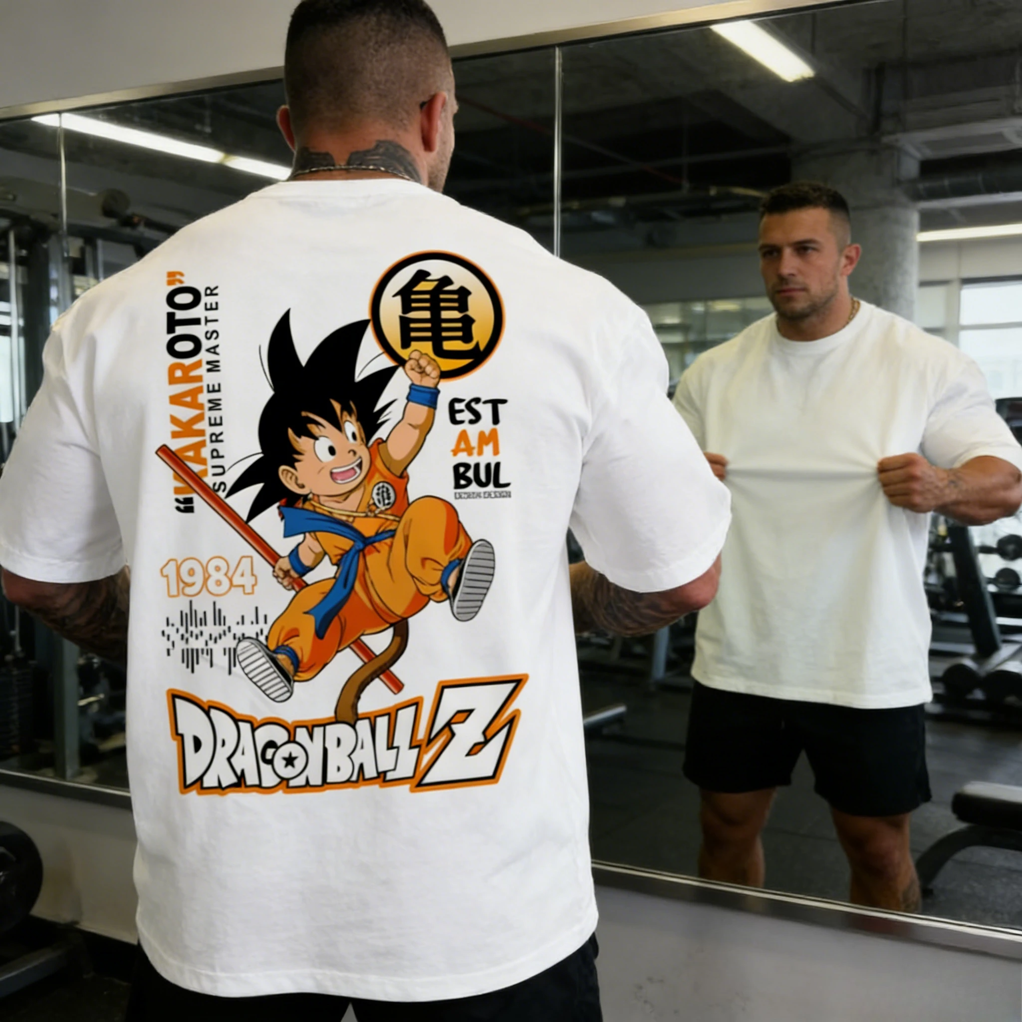 2026 Sommer Dragon Ball Kid Goku Vintage Gym T-Shirt 100% Baumwolle Oversized Kame Symbol Print Unisex Retro Streetwear Tee