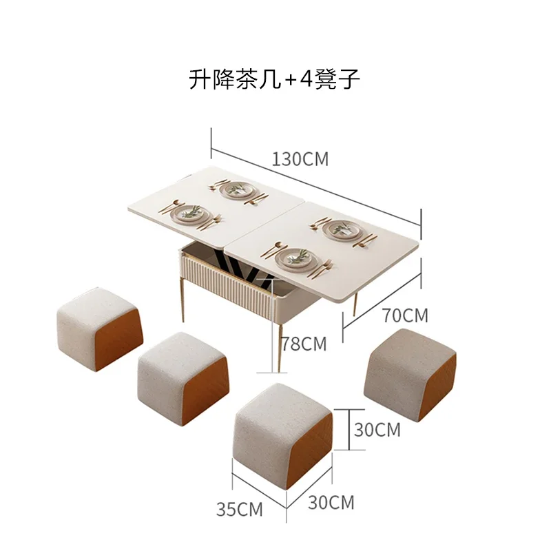 Coffee Table Dual-Use Lifting and Foldable Living Room Smart Integrated Stone Plate Removable Tea Table