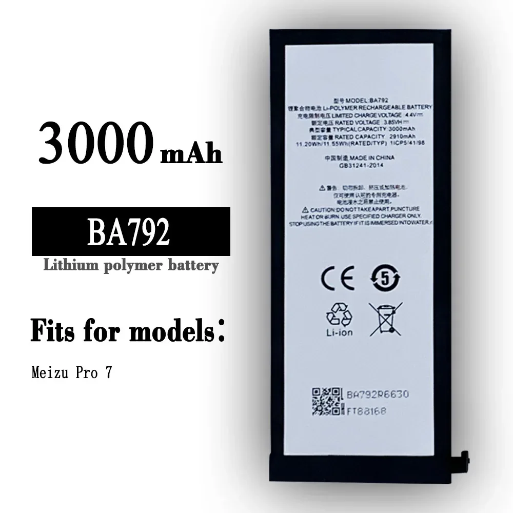 

High Quality Replacement Battery For Meizu Pro 7 BA792 3000mAh Mobile Phone Built-in New Lithium Batteries