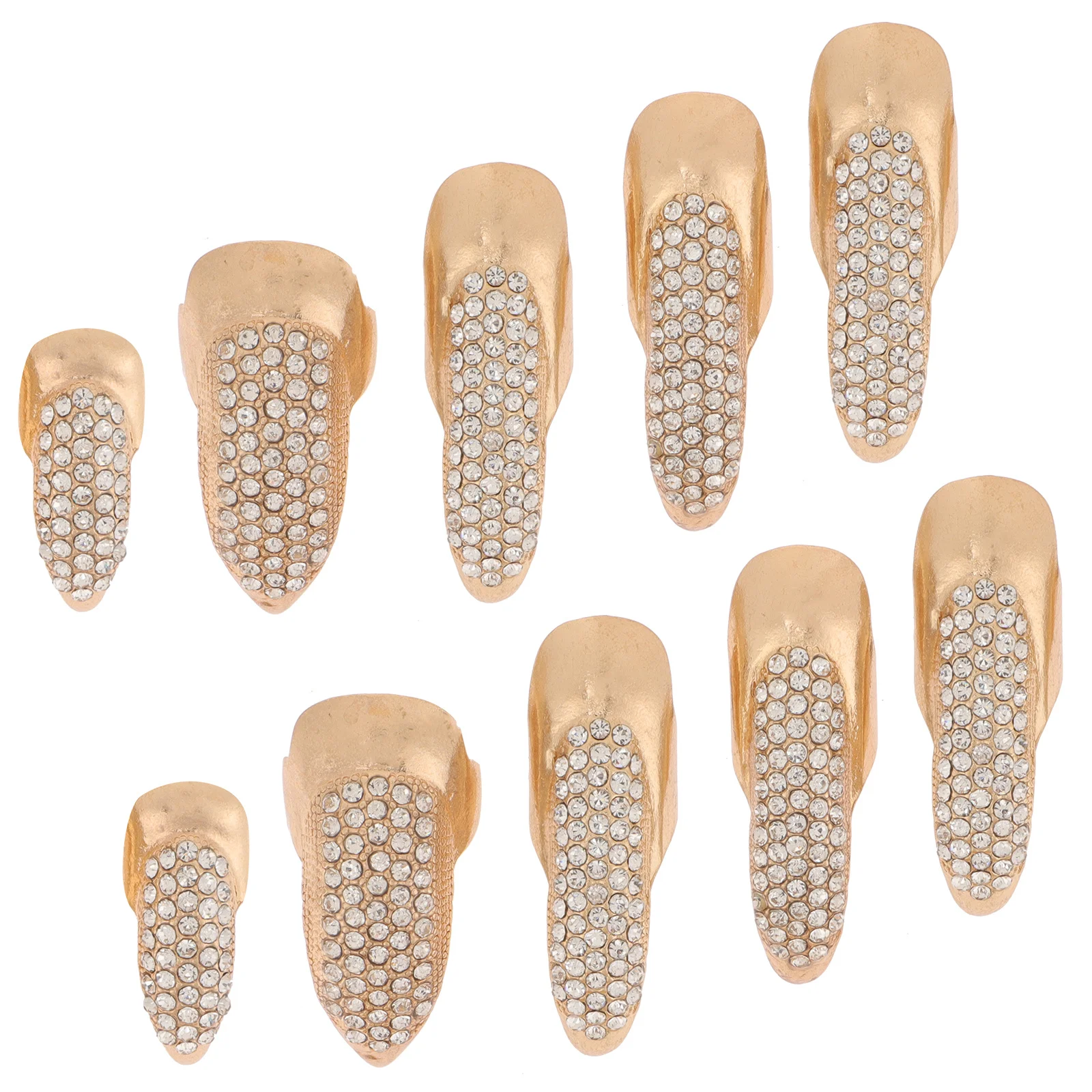 

10Pcs Cat Claw Fingernail Nail Rings Rhinestones Gothic Punk Halloween Costume Accessory for Women Finger Claw