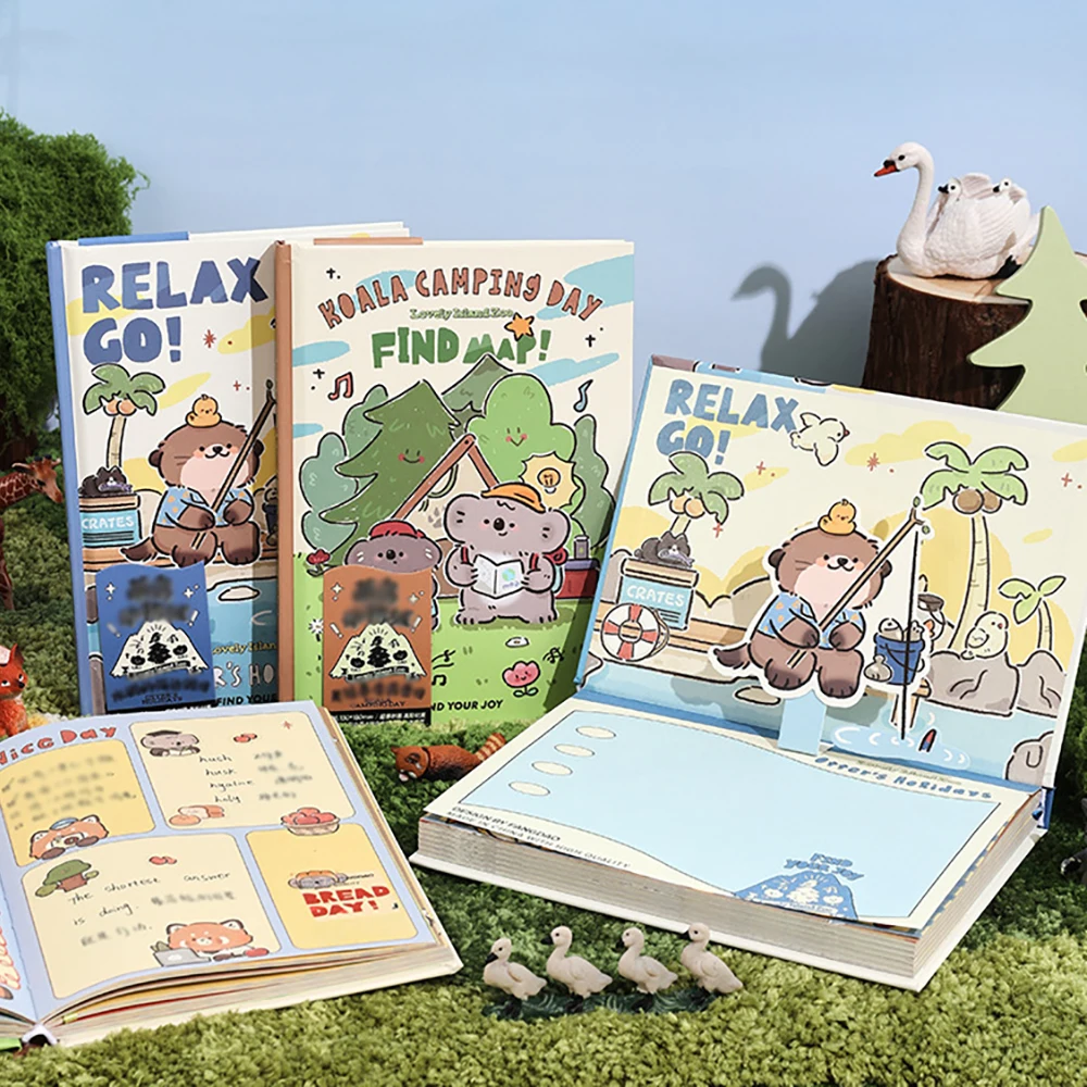 

Симпатичный блокнот серии Cute Island Animal City B6 с цветными страницами в твердом переплете, милый мультяшный трехмерный блокнот с заголовочной страницей, дневник.