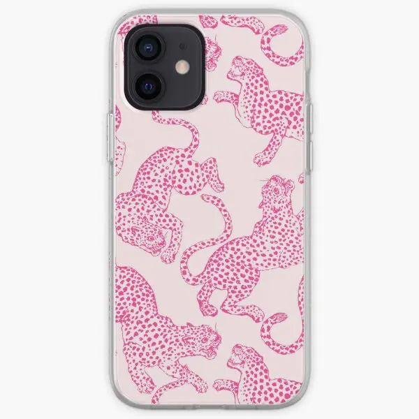 Preppy Pink Cheetah Pattern Iphone Tough  Phone Case Customizable for iPhone 11 12 13 14 Pro Max Mini 6 6S 7 8 Plus X XS XR Max