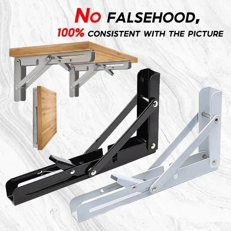 1Set Folding Bracket For Shelf Table Desk Heavy Duty Floating Triangle Shelf Collapsible Space Saving DIY Wall Mounted Bracket