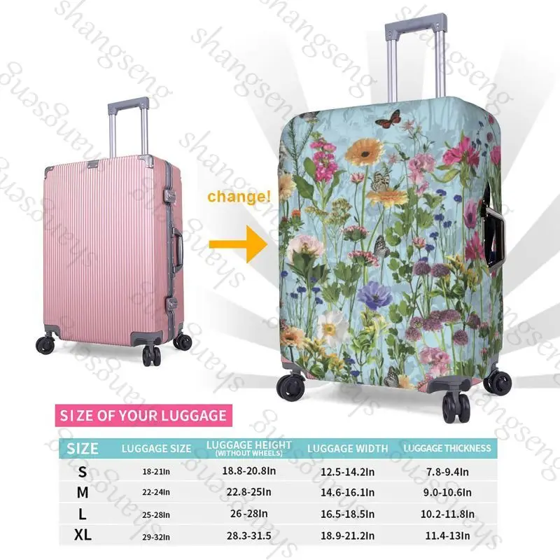 حقيبة واقية لحقيبة السفر، غطاء حقيبة السفر، حماية مرنة، غطاء أمتعة قابل للغسل، 18-32 بطباعة زهور الفراشة #4