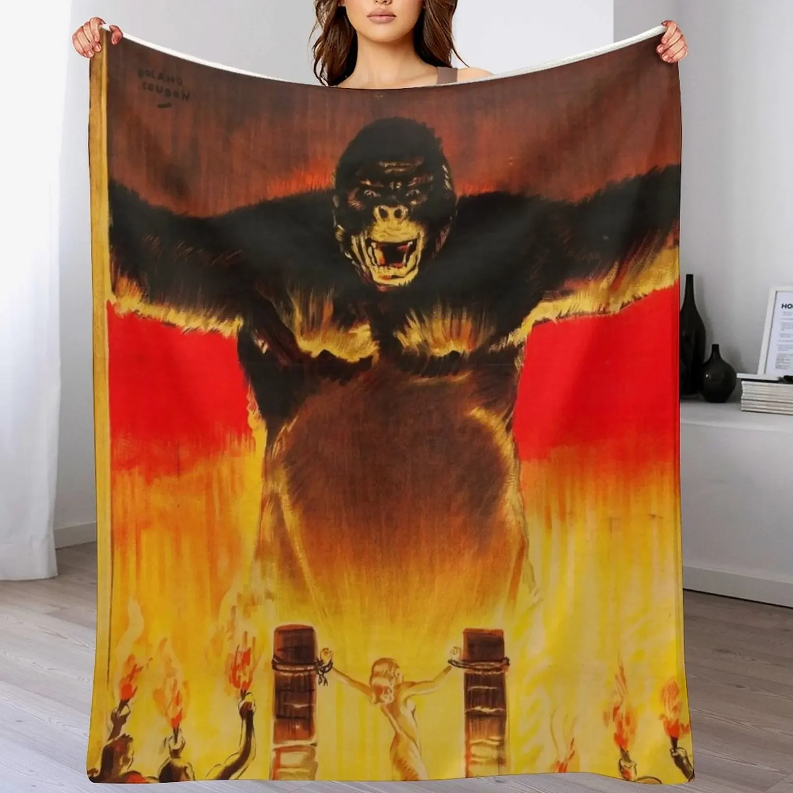 

Vintage King Kong Movie Poster Throw Blanket anime For Decorative Sofa Blankets For Bed Luxury Throw Blankets