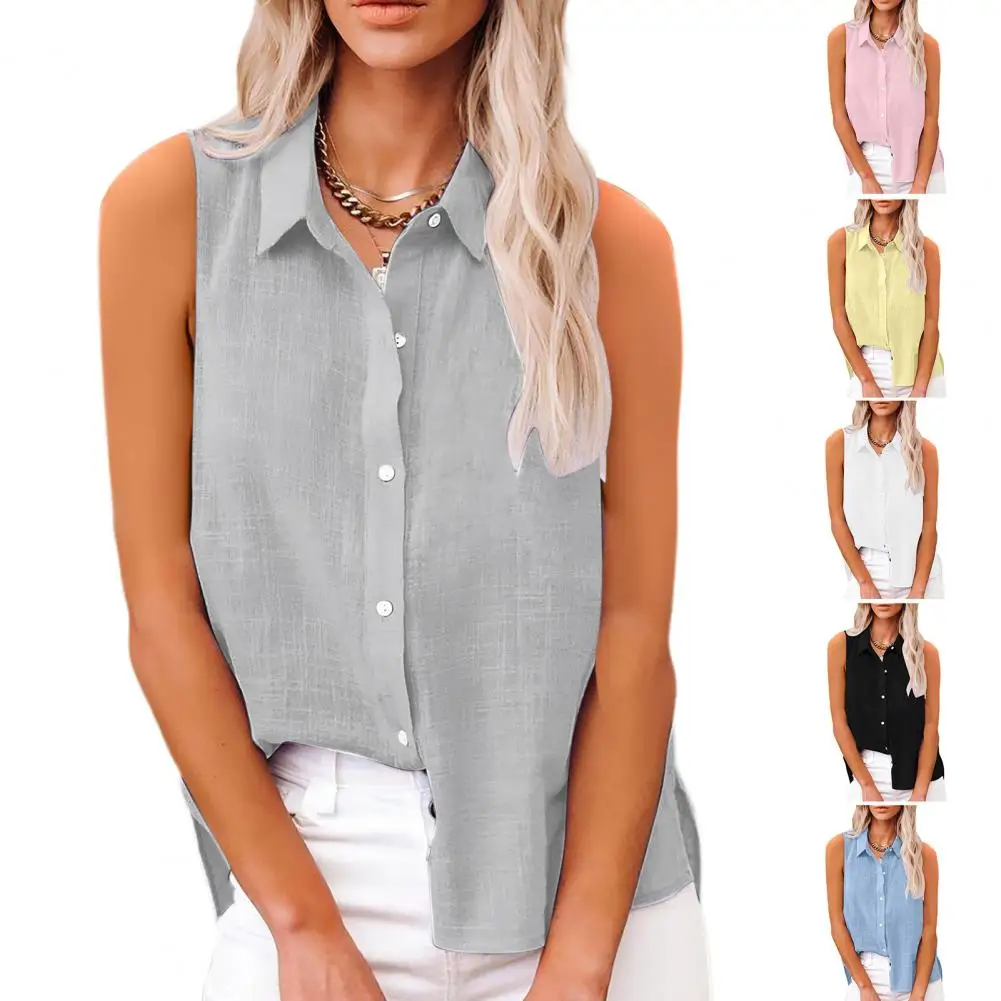

2026 Women's Shirt Vest Summer Fashion Casual Top Sleeveless Button Chiffon Basic Versatile Blouses For Female Summer Tops