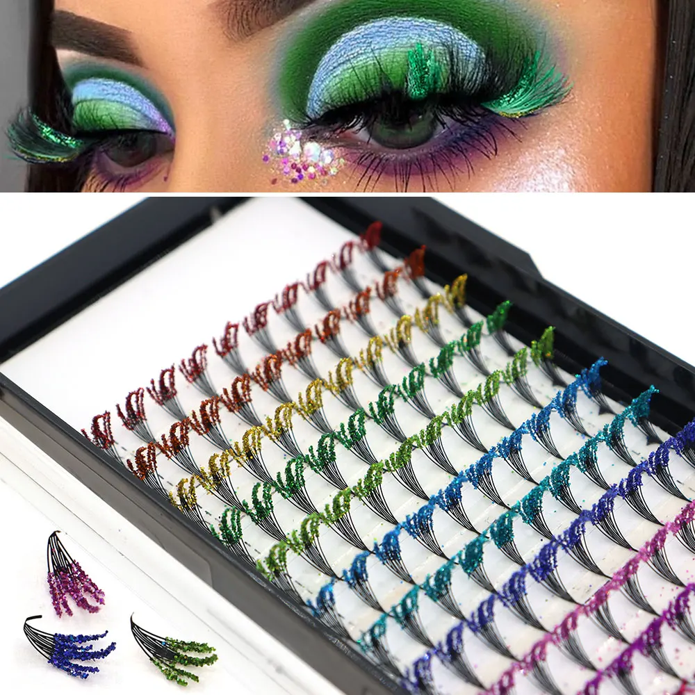 120-delige fluorescerende/KLEURRIJKE glanzende stofwimpers Lichtgewicht voor Halloween Kerstmaskeradefeesten Feestelijke shows