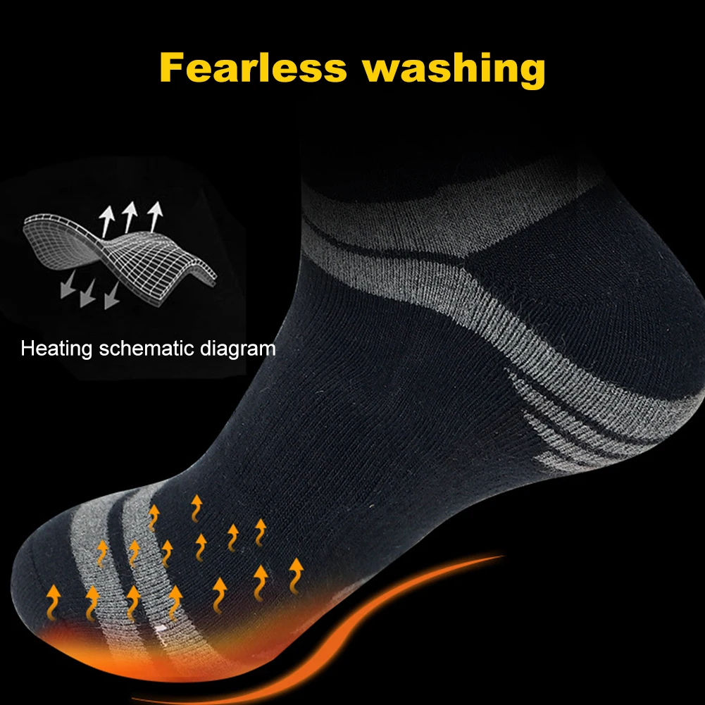 

USB Electric Heated Skiing Socks Unisex Washable Thermal Insulated Socks Soft Thickened Heating Socks for Winter Outdoor Sports
