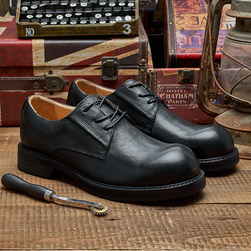 Vintage Men\'s Genuine Leather Brogues Dress Shoes Luxury Brand Handmade Fashion British Style Autumn Wedding Social Shoes Man