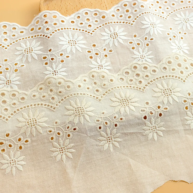 1 Meter Hollow Sunflower  Lace Fabric  Cotton Embroidery 14CM DIY Border Sewing Lace vestido Children's Clothing Accessories