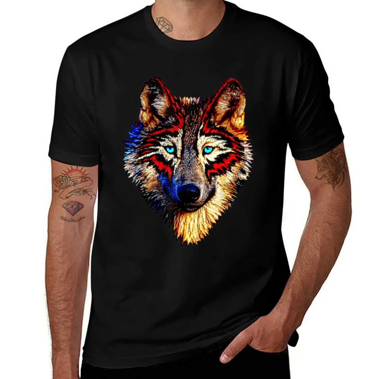 Mens Womens Kids Native American Timber Wolf Cool Gift Shirt T-Shirt Work Outdoor Short Sleeve Tee T-Shirt