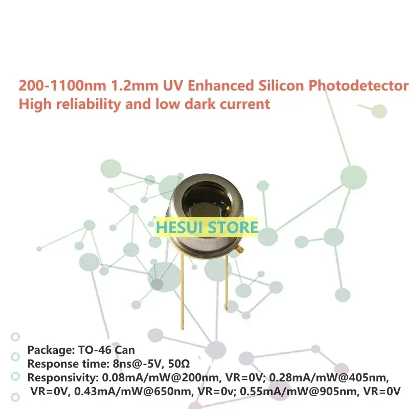 200-1100nm 1.2mm UV Enhanced Silicon Photodetector Diode Low Dark Current