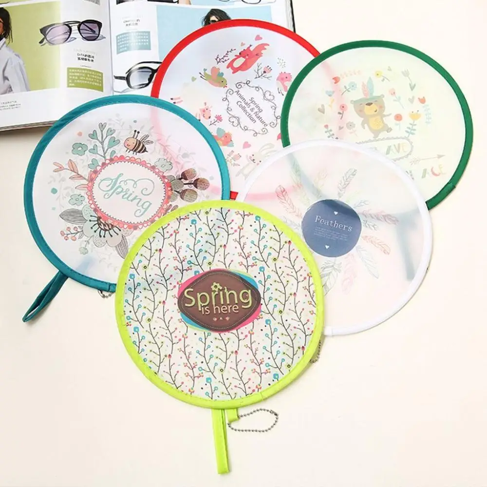 Japanese Style Round Collapsible Pocket Size Cooling Fans Handheld Foldable Fan Home Decor Round Fan Party Favor