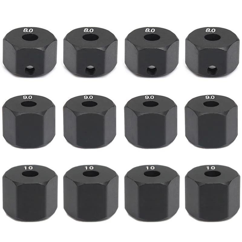 YSUN-12Pcs 12MM Wheel Hex Hub Thickness For 1/10 RC Crawler Axial SCX10 Traxxax Trx4 Tamiya MST RC Car Part,9Mm