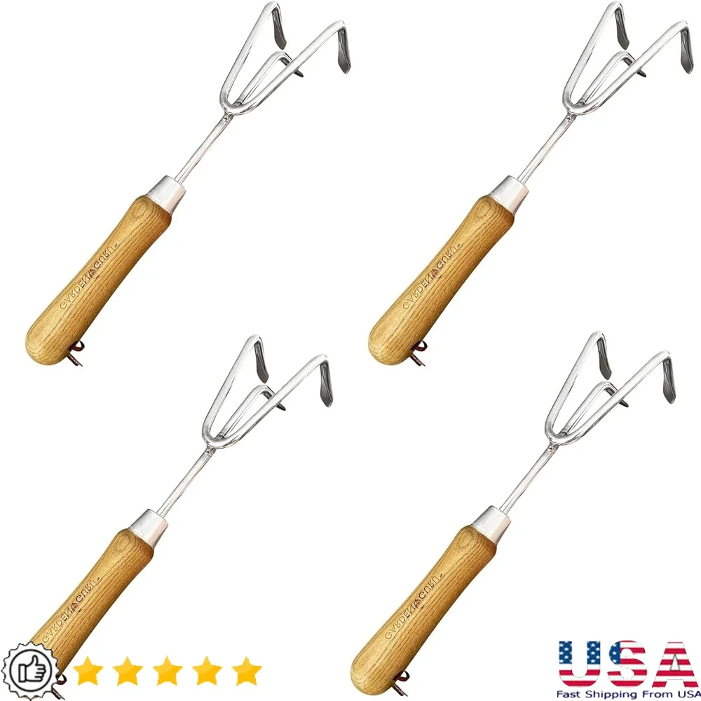 

Eco Hand Cultivator Rake Tool Ergonomic Handle Stainless Steel Tines Soil Tiller Perfect Weeding Planting Gifts