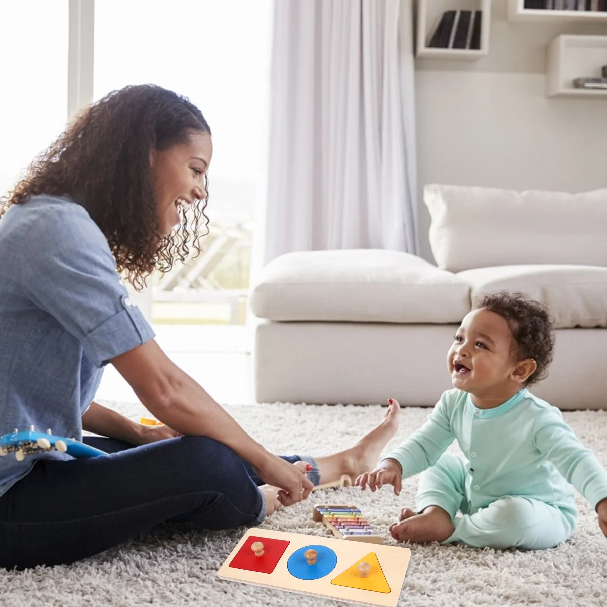 子供のための幾何学的な木製パネルパズル、子供のための幾何学的なパズル、数学のおもちゃ