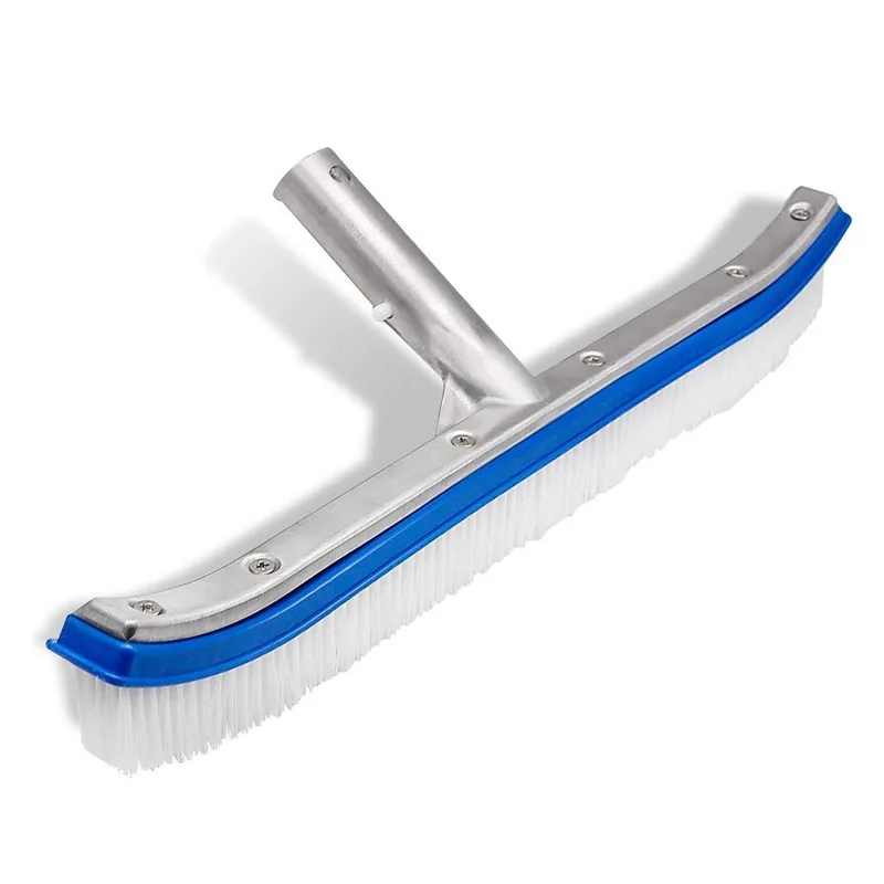 18 Inch Swimming Pool Brush PE Bristles Plastic Back Aluminum Handle Pool Wall Cleaning Brush For Above Ground Pools
