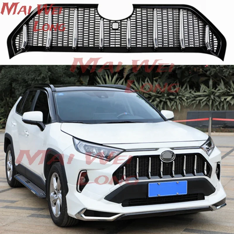For Toyota RAV4 2019 2020 2021 5th China open refitted Martha Black Knight mesh grille front Center Grill decoration
