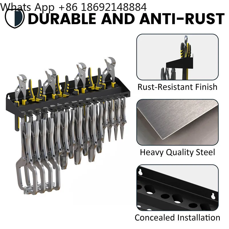 movable gripper fixing frame, wall-mounted pliers storage rack organizer,