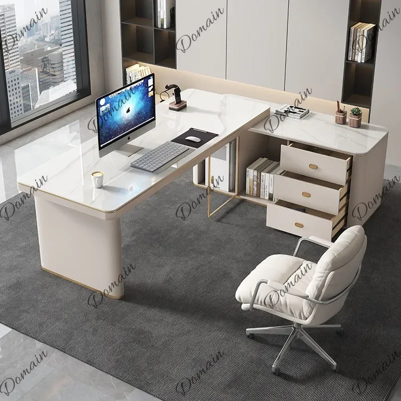 Office Use Light luxury slate office desk home bedroom study corner desk modern simplicity high sense