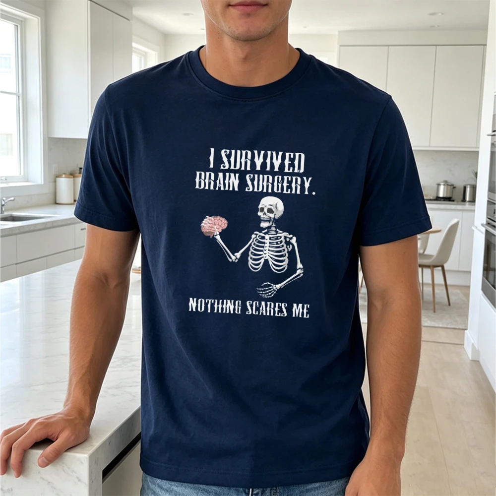 Brain Surgery Survivor Badass Men T Shirt Recovery Warrior Graphic Tee Casual Summer Streetwear Top