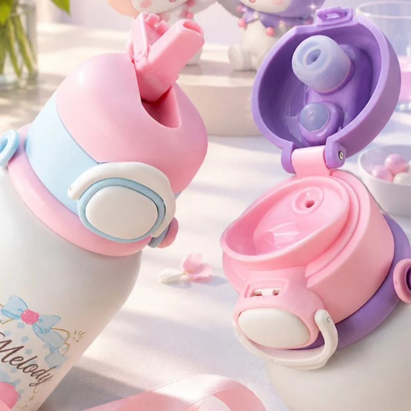 X&W Sanrio Handheld Thermos Cup 316L Stainless Steel Cartoon Water Bottle for Kid Summer Ice Tumbler with Pop-up Lid Lovely Gift view 3