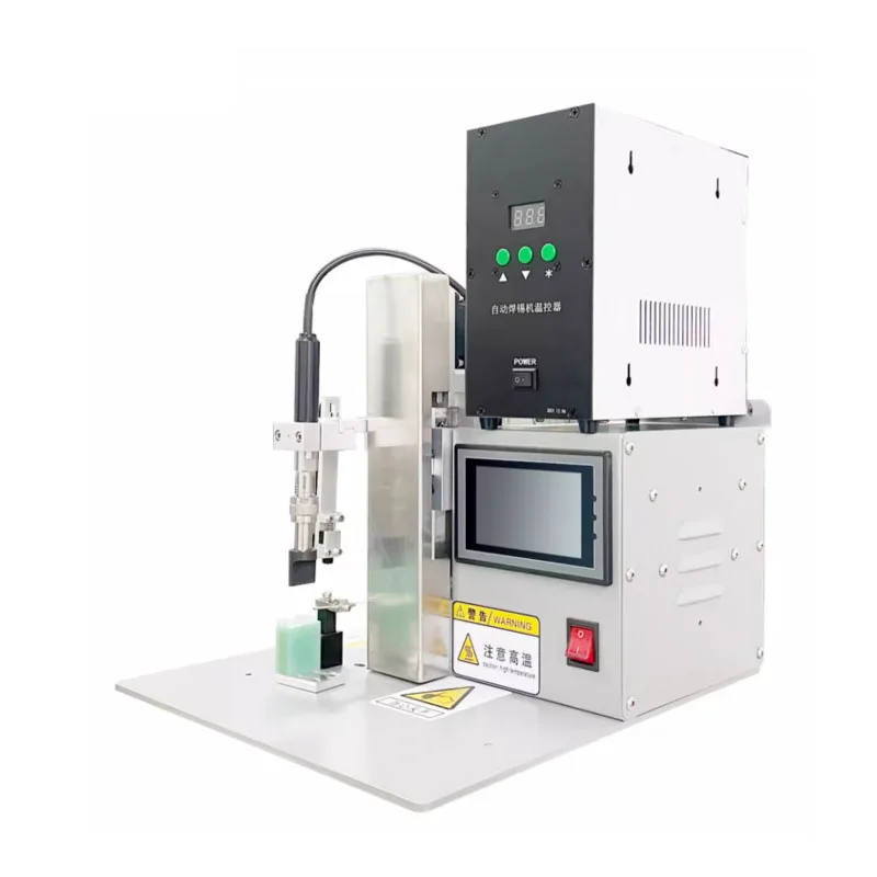 

Semi-automatic Soldering Machine Is Used For Butt Soldering Of Terminals, Switches, LED Lights, PCB, USB, Motors, Etc
