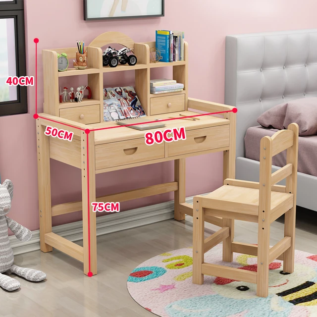 Children s Solid Wood Study Table and Chair Set Writing Desk Home Combination Simple Table Chair Adjustable Baby Work Table AliExpress