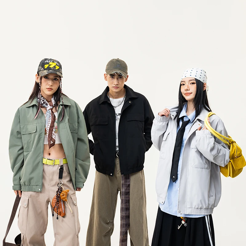 

Мужское пальто свободного покроя, повседневное пальто из полиэфирного волокна, длинное све, застежка-молния, отложной воротник, рабочая одежда, осеннее новое поступление