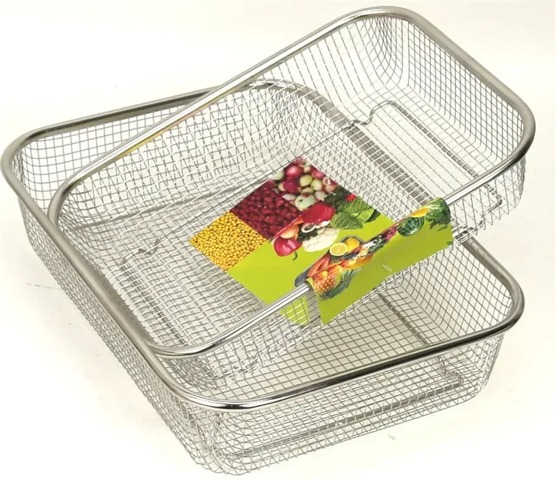 square thick Stainless Steel Rectangle Vegetable Fruit Washing Kitchen Utensil Colander Kitchen Sink Wash Basket For The Kitchen