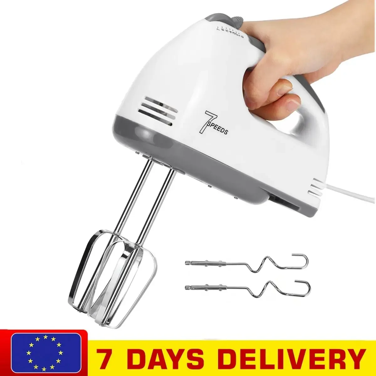 

220V Electric Mixer Blender Automatic Food Mixer 7 Speed With 2Egg Beaters 2 Dough Hooks Handheld Mixer Dough Mixer Egg Beater