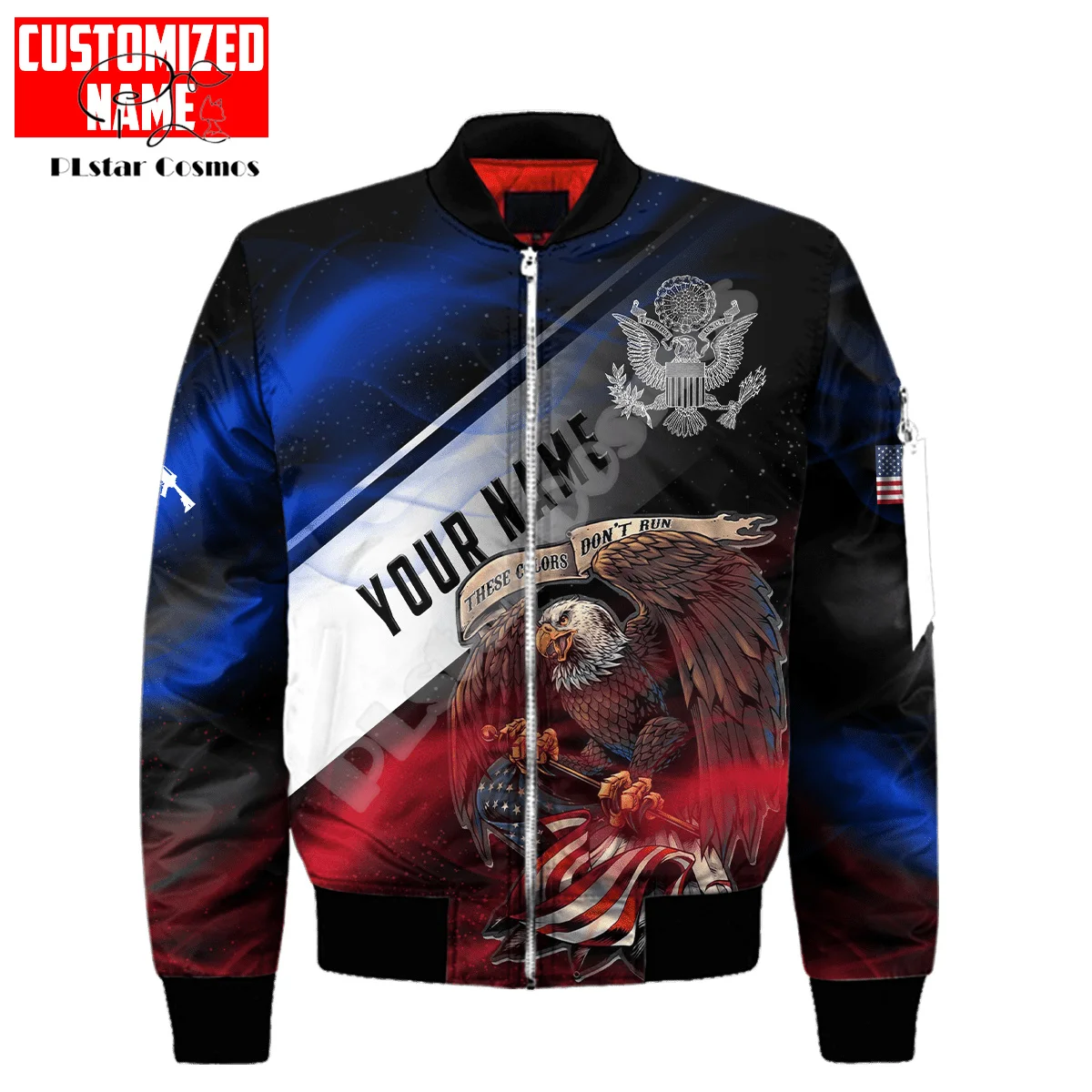Custom Name Army Military Veteran Soldier Camo Eagle NewFashion Winter Overcoat Streetwear 3DPrint Windbreaker Bomber Jacket X3