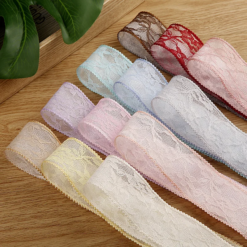 9 Yards Double Layer Ribbon Lace Edge Ribbon 38MM For Hair Bows DIY Crafts Handmade Accessories
