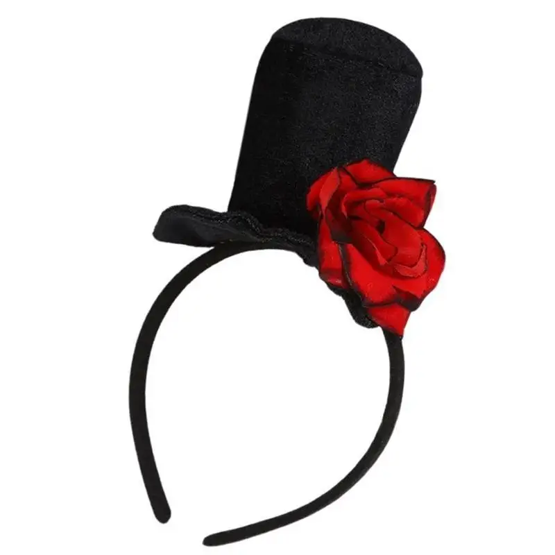 A52E ハロウィン魔女キャップヘアフープコスプレ血まみれの花ウィザード帽子ヘッドバンド大人の子供のための魔女帽子コスチュームアクセサリー