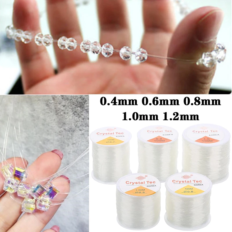 

100m Strong Clear Crystal Elastic Stretchy String Thread Wire Line Necklace Bracelet Beading Cord for DIY Jewelry Making 0.5-1mm