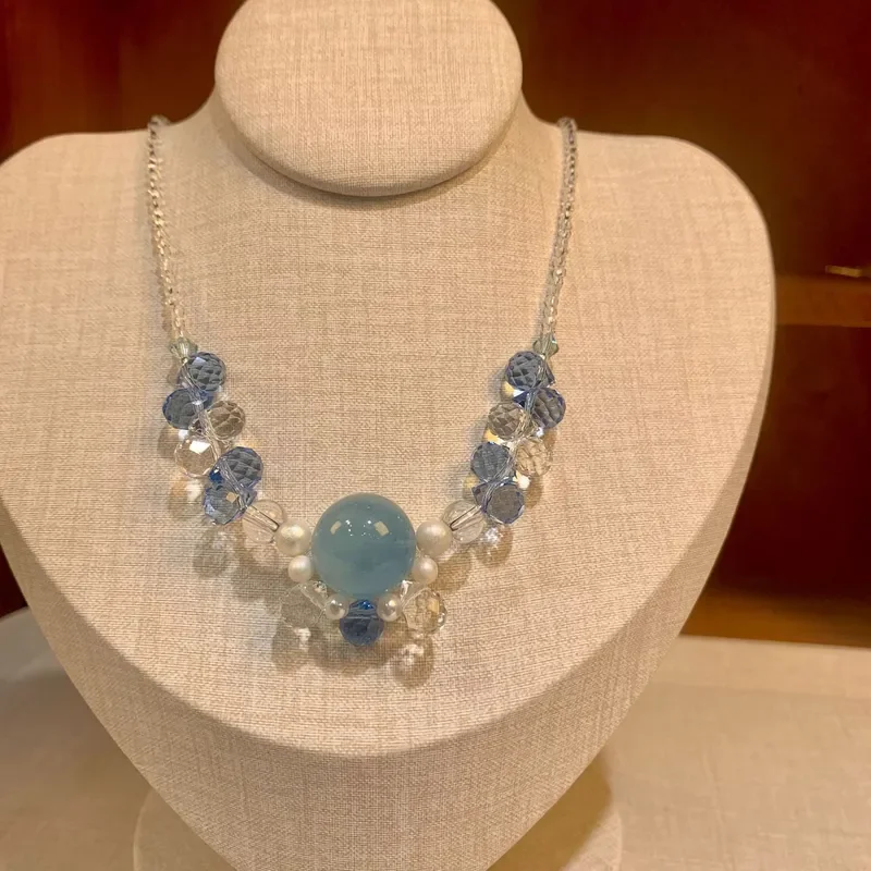Clavicle Chain High Permeability Moisturizing Healing Department Aquamarine Summer Dopamine Whitening Versatile Gift Jewelry
