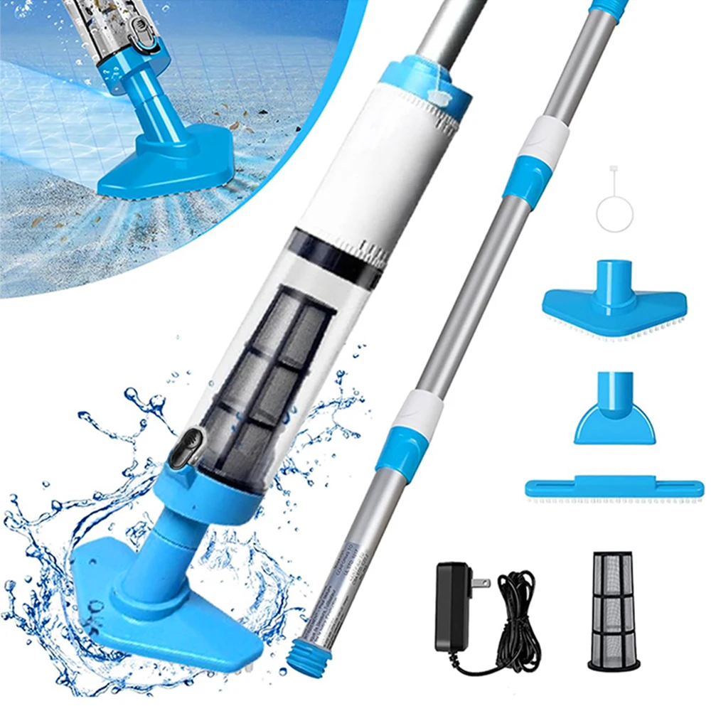 Aspirateur de piscine portatif sans fil rechargeable pour piscines hors sol et enterrées, idéal pour la poussière, les débris et les feuilles.