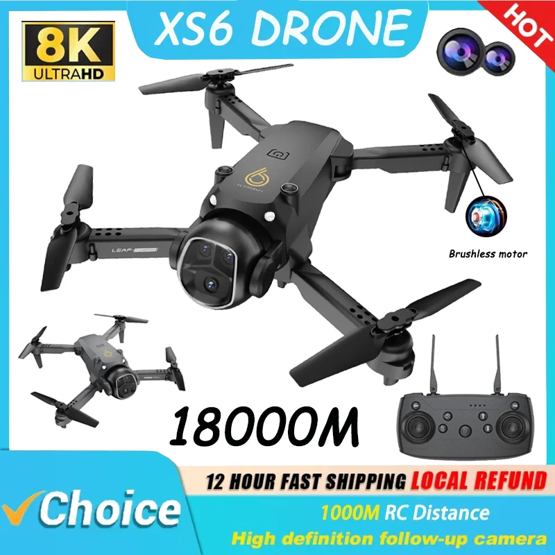 

2025 Профессиональный XS6 8K широкоугольный HD 1080P WiFi FPV складной радиоуправляемый дрон с камерой для удержания высоты игрушка для детей и начинающих игрушка