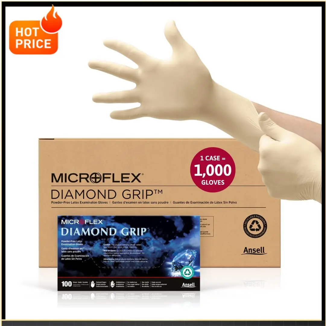 

Бестселлер: Одноразовые латексные перчатки MICROFLEX Diamond Grip MF-300 для автомобильной, медицинской и машиностроительной промышленности - XL, натуральные