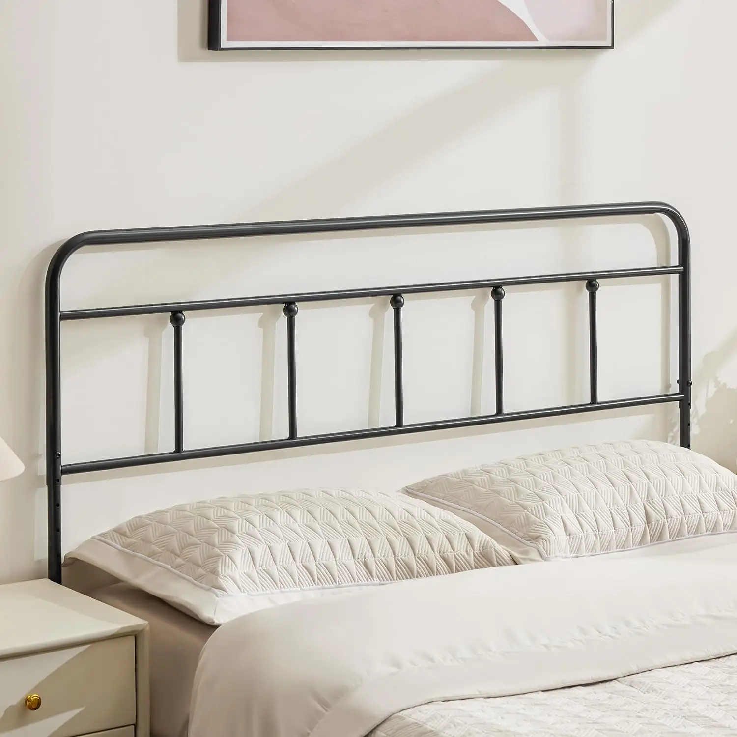 Vintage Metal Full Size Headboard Only, Adjustable Height 34-44 in, Black | Vintage Style Full Headboard; Sturdy Metal Structure