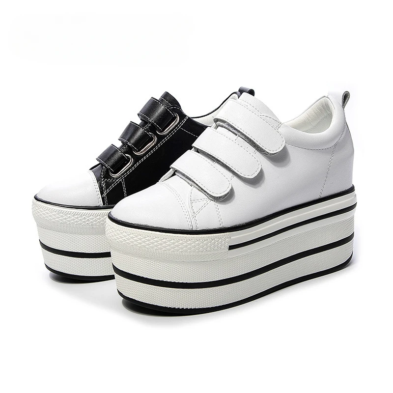 

2023 12cm Genuine Leather New Women Shoes Platform Heel Platform Sneakers Wedge White Shoes Fashion Women Leather Shoes Casual