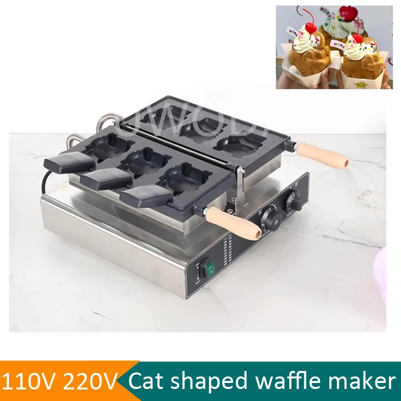 3pcs Taiyaki Machine Commercial Cat Shaped Waffle Maker Cute Cartoon Kitty Cat Waffle Making Machine Open Mouth Cat Waffle Maker