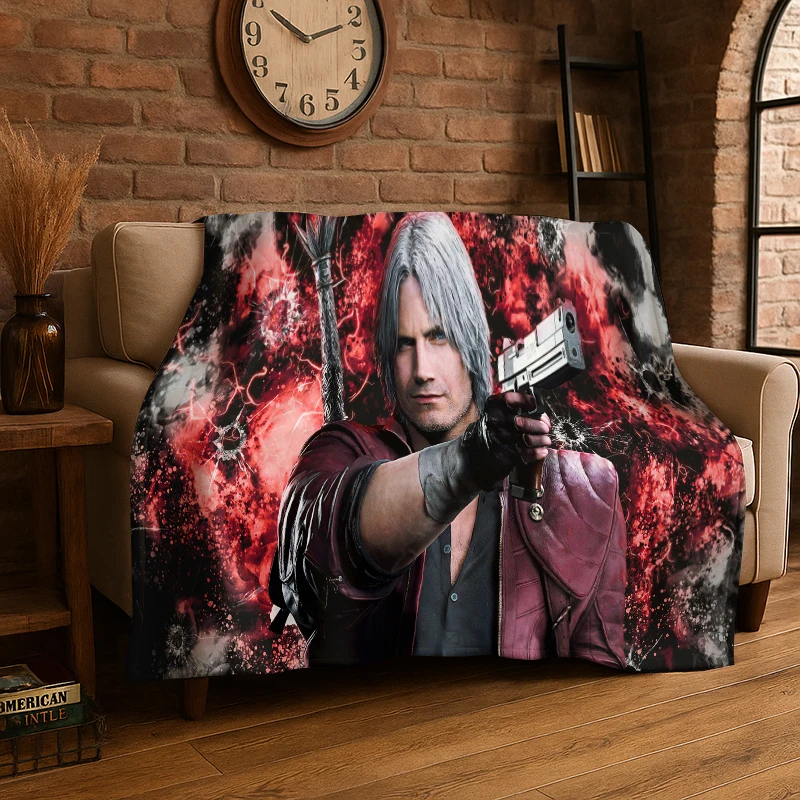 Game D-Devil May Cry DMC Gamer Flannel Blanket Soft Warm Throw Blanket for Bedroom Living Room Bed Travel Camping Picnic Gift