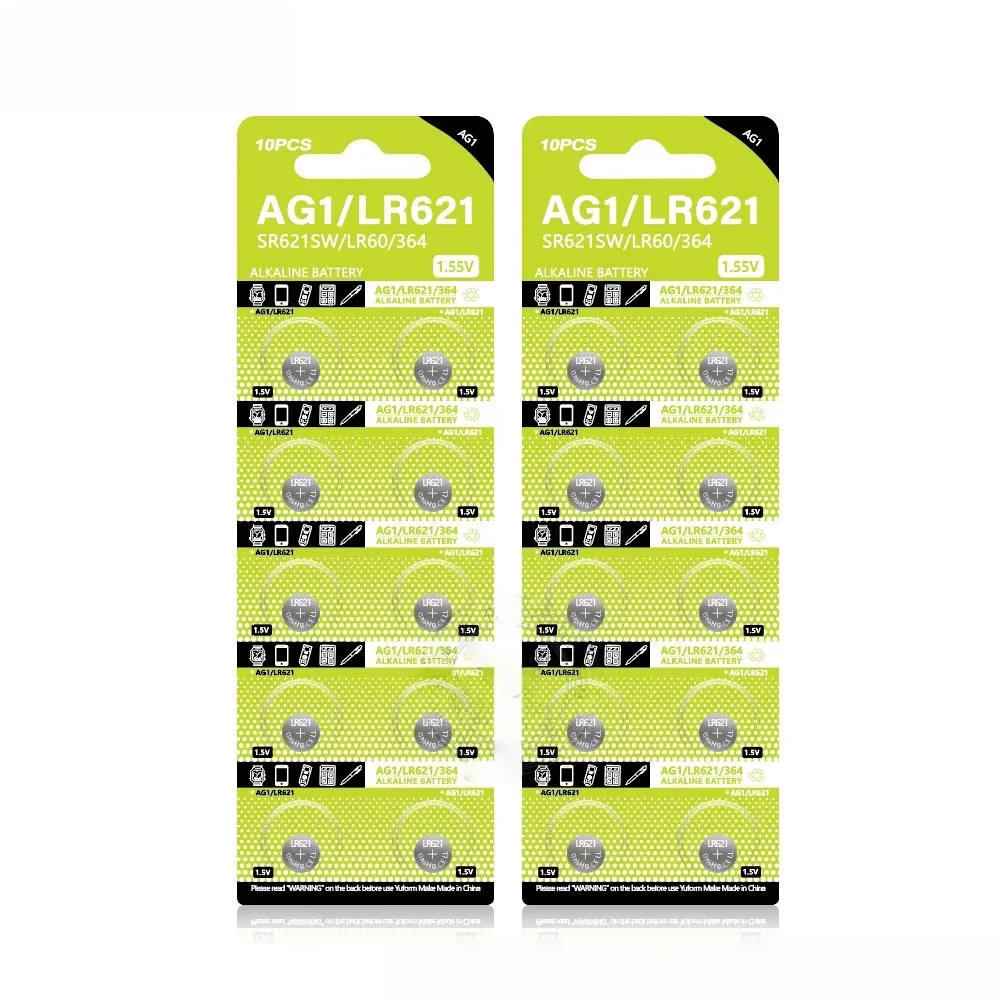 Alkaline Button Cell Battery 10PCS AG0 AG1 AG2 AG3 AG4 AG5 AG6 Coin Cells LR41 377 364 371 SR621SW For Clock Electronic Devices