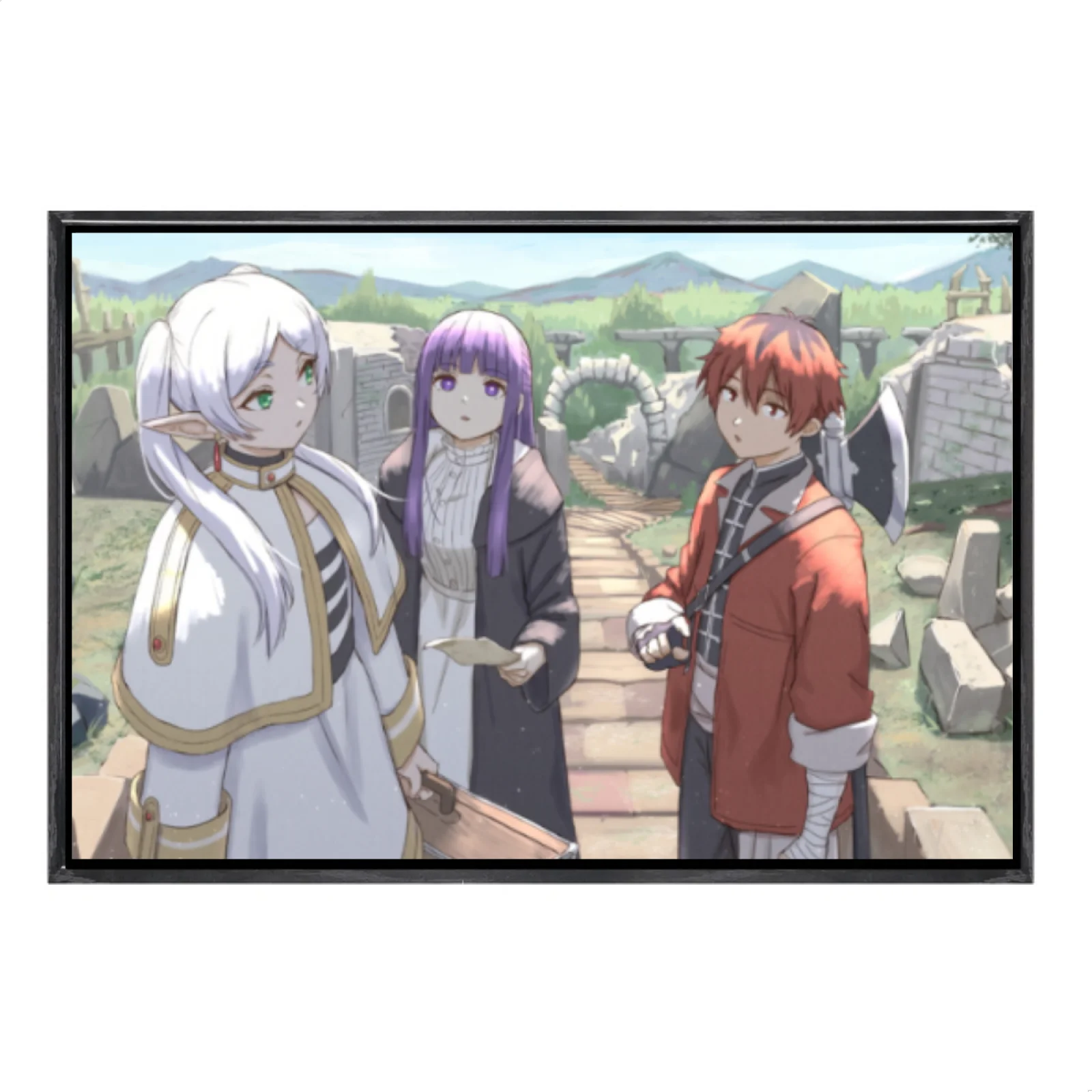 

Японская манга, многоразмерный холст, постер в двойной рамке, настенное искусство, Frieren, домашний декор для гостиной, спальни