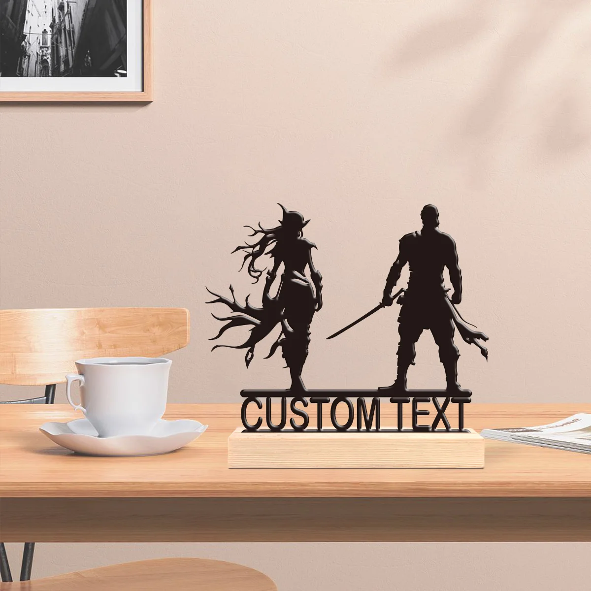 1pc Fashionable Personalized Custom Metal Statue Custom Content With Wooden Base Home or Office Decorations