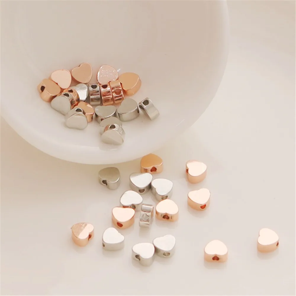 

Copper Gold-Plated Spacer Beads, Glossy, Straight Hole Set, DIY Handmade Love Beads, White K, Rose Gold, 5mm