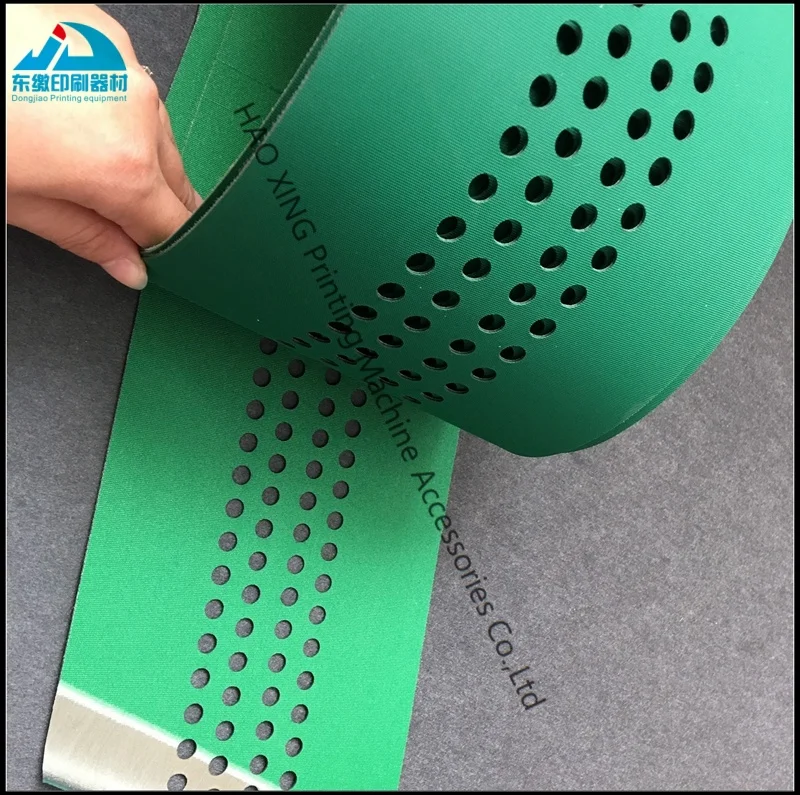 

Цельные всасывающие ленты для подачи для печатного оборудования KBA, запасные части, конвейерная лента для бумаги, зеленые перфорированные всасывающие ленты для подачи