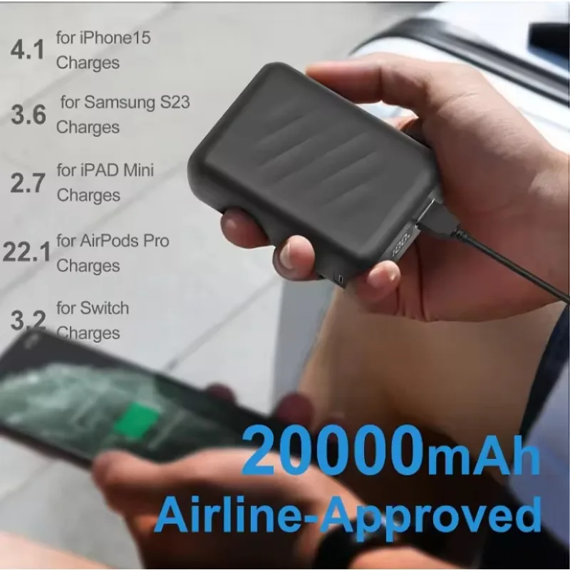 

7.4V-3A Rechargeable Power Pack for Heated Jacket Powerbank 20000mah Spare Battery，For Heated Vest and Jacket,Smartphones